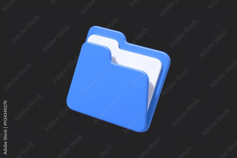 Poster A 3D rendering of a blue folder icon, symbolizing data organization and storage.