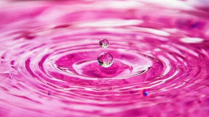 Abstract water,pink water surface,water drops falling,cosmetic background with rings, water surface and ripples,Spa concept background,Splash cosmetic moisturizer water,skincare,Flat lay,copy space.