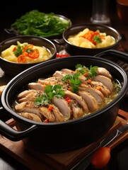 roasted chicken on plate UHD Wallpaper