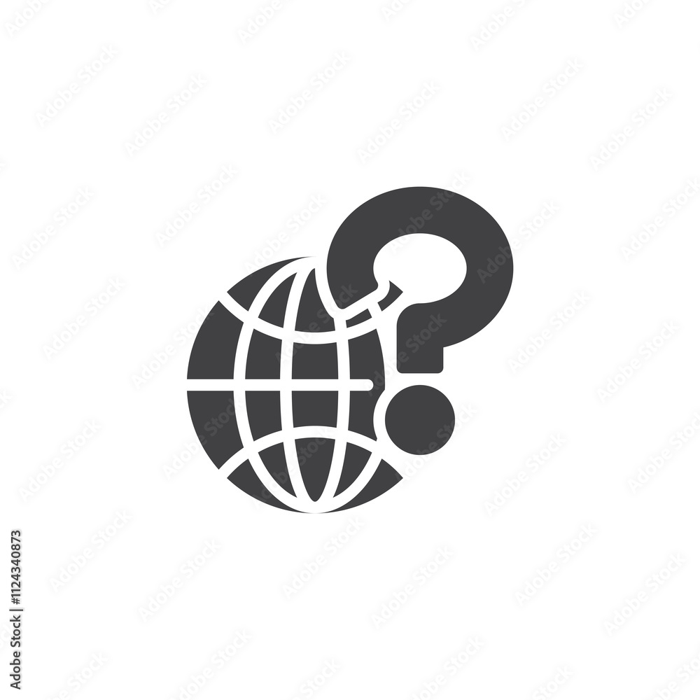 Poster globe and question mark vector icon