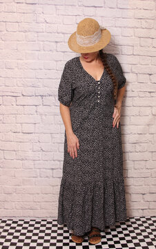 Woman Wearing Baggy Summer Full Length Dress