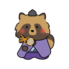 タヌキの雛人形の五人囃子（小鼓）