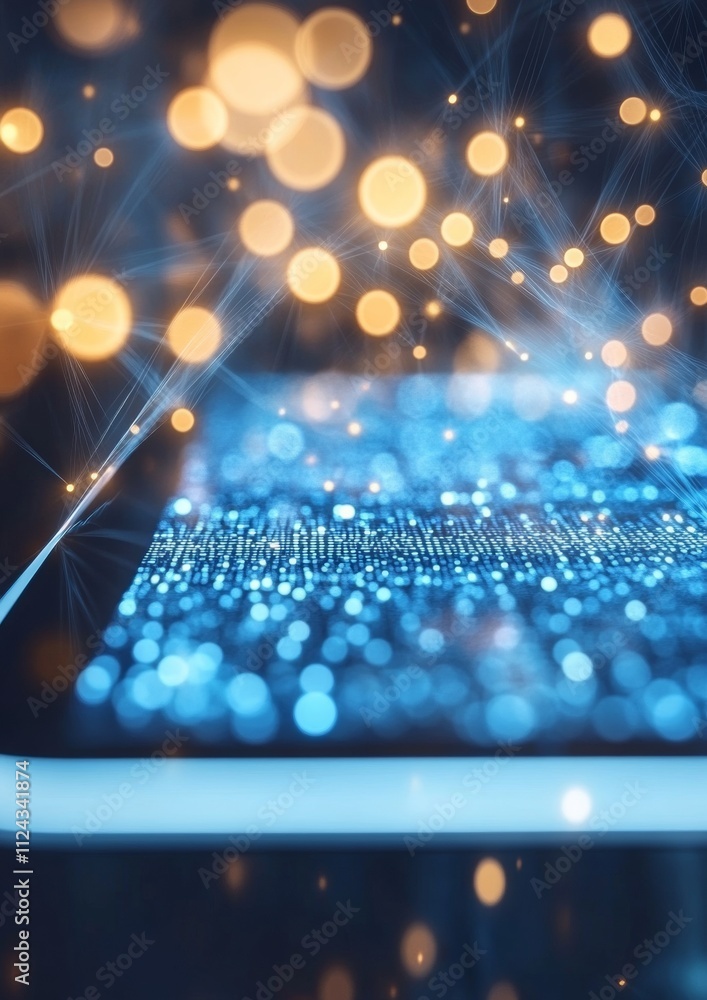 Aufkleber futuristic digital learning on a tablet with abstract light effects