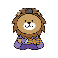 ライオンの雛人形の五人囃子（大鼓）