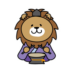 ライオンの雛人形の五人囃子（太鼓）
