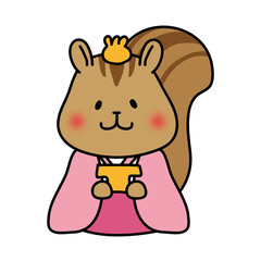 リスの雛人形の三人官女（三方）