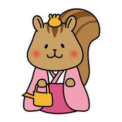 リスの雛人形の三人官女（提子）