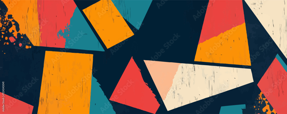 Wall mural abstract patterns with brutalist geometric shapes and raw textures. great for stylish backgrounds an
