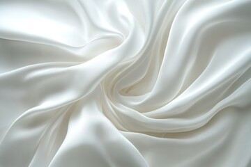 Fototapeta premium Soft White Silk Fabric with Elegant Folds and Smooth Texture