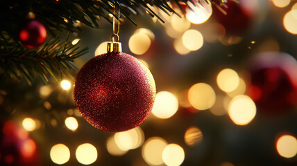 Fototapeta premium Golden Christmas Bokeh Background