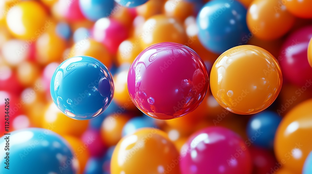 Poster abstract colorful background with shiny spheres.