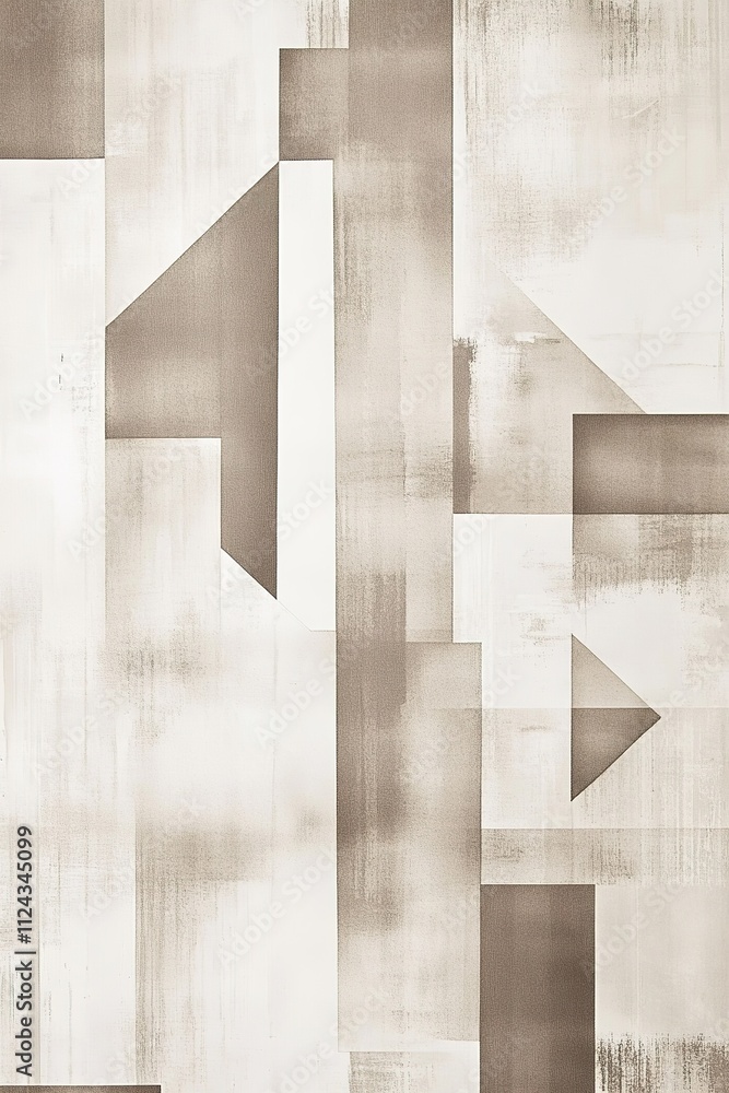 Poster abstract geometric pattern in shades of brown with empty space