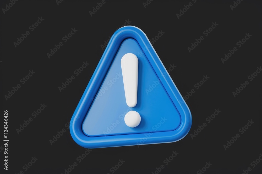 Aufkleber 3D rendering of a blue triangular warning sign with a white exclamation mark.