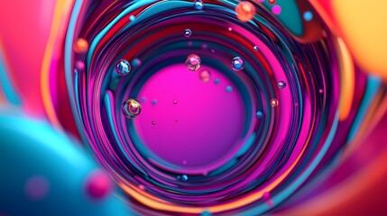 Obraz premium A vibrant swirl of colors with bubbles, creating a dynamic and fluid visual experience.