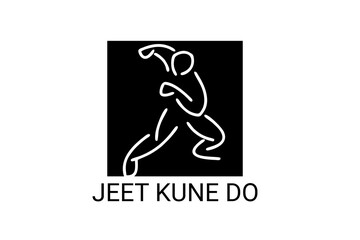 jeet kune do sport vector line icon. sportsman, fighting stance. sport pictogram illustration.