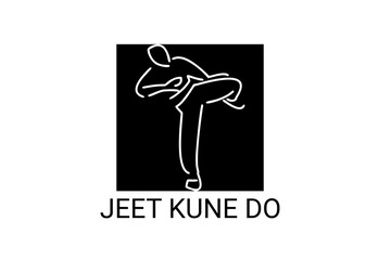 jeet kune do sport vector line icon. sportsman, fighting stance. sport pictogram illustration.