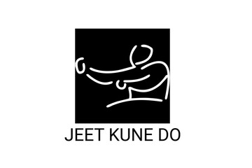 jeet kune do sport vector line icon. sportsman, fighting stance. sport pictogram illustration.