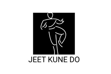 jeet kune do sport vector line icon. sportsman, fighting stance. sport pictogram illustration.