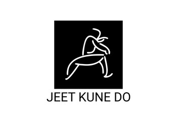 jeet kune do sport vector line icon. sportsman, fighting stance. sport pictogram illustration.