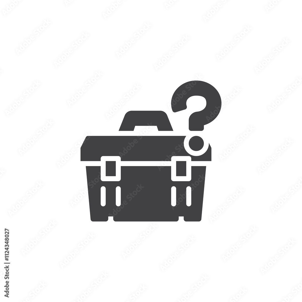Poster toolbox with question mark vector icon
