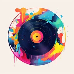 Vibrant vinyl art creation studio space digital artwork colorful environment creative perspective music concept inspiration