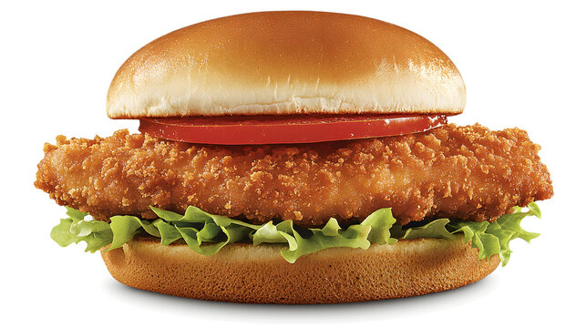 Crispy breaded pork tenderloin sandwich with lettuce and tomato, served on soft bun. delicious and satisfying meal option for any time of day