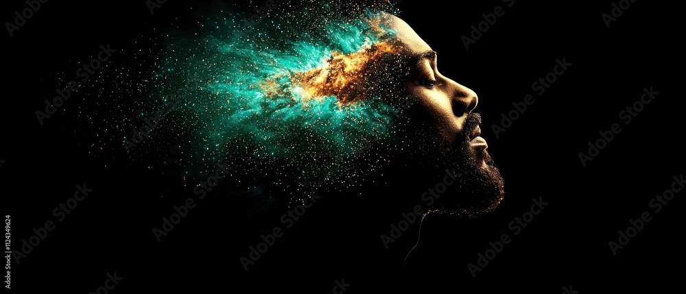 Aufkleber double exposure image of abstract art and imagination a creative journey of personal growth in digit