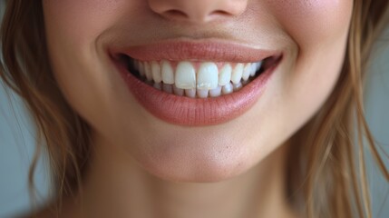 Fototapeta premium Close-up of a woman's bright, healthy smile.