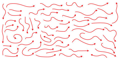 Thin arrows set for business plan, presentation and education. Sign, Symbol, Hand drawn arrow collection. Set of vector curved arrows hand drawn. Sketch doodle style. Collection of pointers.