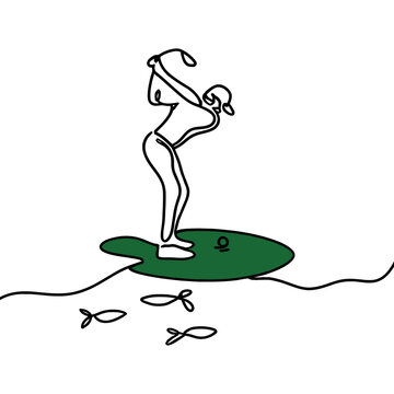 recommend clip art: Golfer on Lily Pad Line Art