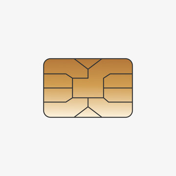 Golden chip card icon. Vector illustration