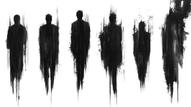 Grungy Dark Figures Abstract Shadow People Distorted Silhouettes Mysterious Figures Textured
