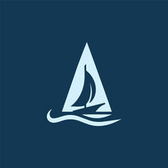 Sailing Ship A Letter Logo