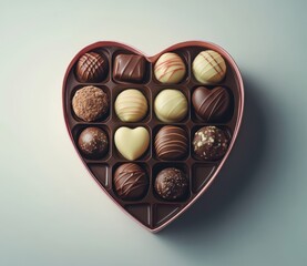 Elegant Heart-Shaped Box Filled with Assorted Gourmet Chocolate Truffles, Perfect for Gifts, Special Occasions, or Romantic Celebrations