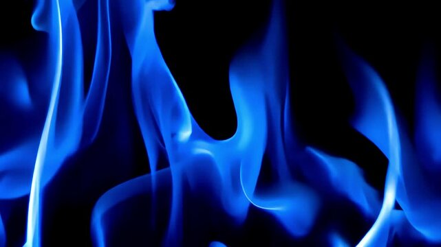 Soft blue fire flickering gently in the darkness, producing a calming yet mysterious atmosphere, ideal for cinematic effects