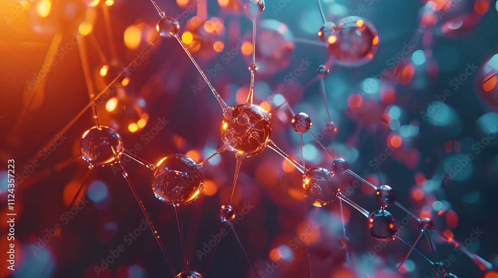 Aufkleber futuristic 3d rendering of a spherical molecular structure representing biotechnology, scientific in