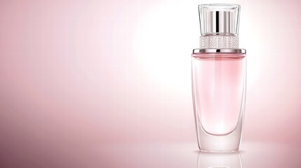 A soft pink background with a smooth gradient transition, designed to emphasize the purity and elegance of skincare bottles, highlighting their forms without distractions,