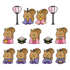 リスの雛人形セット