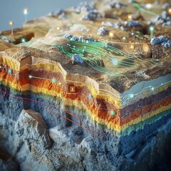 Detailed 3D Geological Survey of Soil Horizons with Sensor Data Visualization in Scientific Technical Style