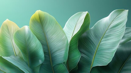 Obraz premium Event poster design, LOHAS, health, sustainable development, nature, minimalism, blank space, C4D rendering, Banana leaves 