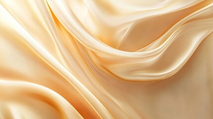 Obraz premium Smooth and Shiny Cream Satin Fabric Draped Elegantly in Soft Waves for Stylish Textile Background or Fashion Design Projects and Luxury Themes