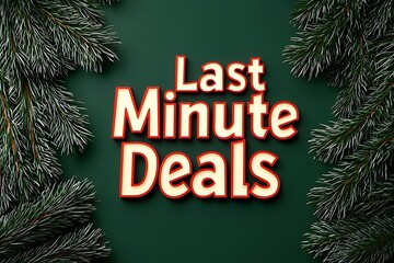 Christmas sale limited-time concept. A festive design showcasing "Last Minute Deals" with green background and holiday-themed foliage.