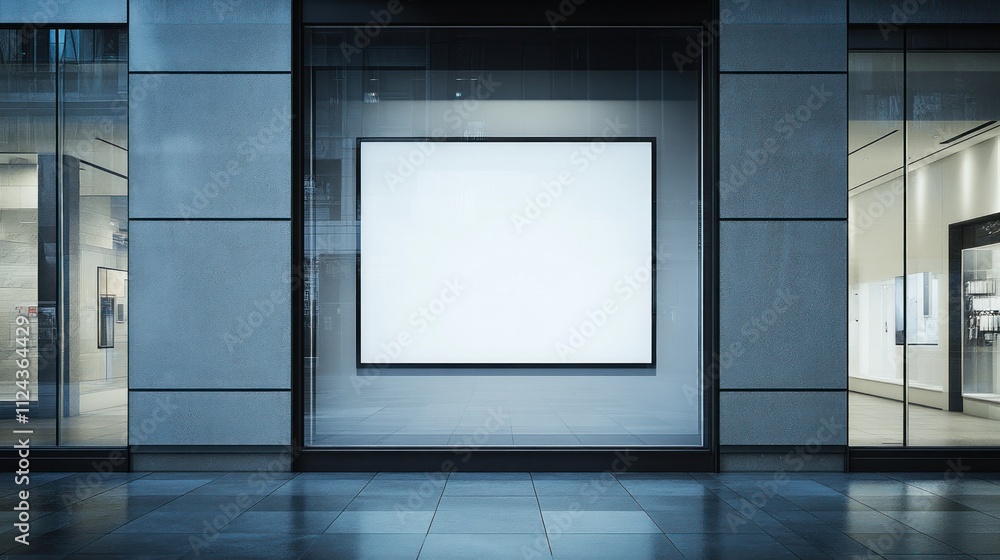Poster Empty storefront display with a blank frame 