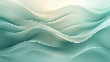 Fototapeta premium A modern, glowing network of nodes and pathways over an abstract wave pattern in calming blues and greens, symbolizing seamless business processes, with open copy space in the lowe