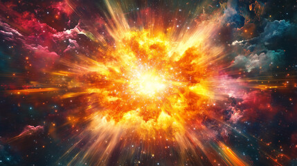 Obraz premium Cosmic Explosion: A vibrant image of a powerful supernova explosion in space