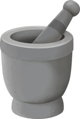 Granite mortar and pestle isolated on white background for cooking and herbal medicine preparation 