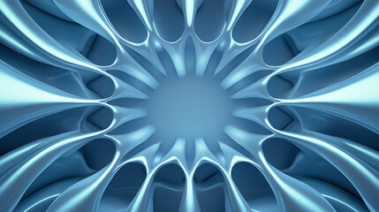 A futuristic design with luminous nodes and interwoven pathways spreading outward, set on a sleek abstract background with shades of blue, symbolizing business growth, leaving room