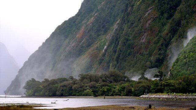 Freshwater Basin with Stunning View of Bowen Falls in Fiordland National Park