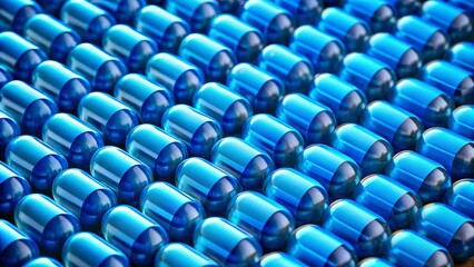 Fototapeta premium Blue Pill Pattern, Abstract Photography, Geometric Capsules, Repeating Design, Pharmaceutical Art