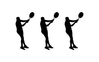 Racquet Sports .collection of male pickleball player silhouettes isolated on white background.Tennis racket vector illustration, clipart style tennis racket symbol

